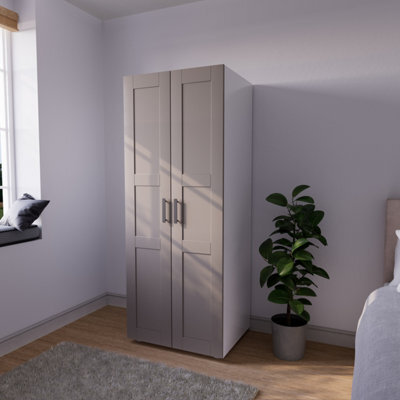 Atomia Modern Matt Pebble Tall Double Wardrobe (H)1875mm (W)750mm (D)580mm - image 1