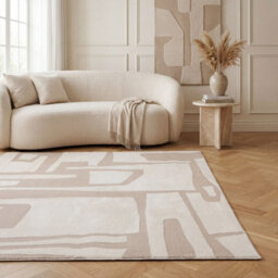 The Rugs Loft Beige And Ivory Abstract Geometric Living Room Area Rug And Runners Soft Pile - thumbnail 4