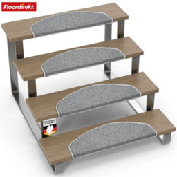 Floordirekt London Pro Self Adhesive Hard Wearing Carpet Stair Tread Mat For Indoor Stairs Semicircular Grey 25 X 65 Cm 15 Pack