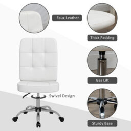 Vinsetto Curved Back Home Office Chair With Adjustable Height, White - thumbnail 5