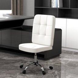 Vinsetto Curved Back Home Office Chair With Adjustable Height, White - thumbnail 1