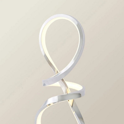 Integrated Led Table Lamp Chrome Swirl Living Room Bedroom Warm Touch Light - image 1
