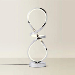 Integrated Led Table Lamp Chrome Swirl Living Room Bedroom Warm Touch Light - thumbnail 3