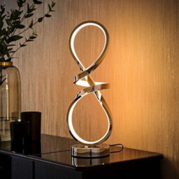 Integrated Led Table Lamp Chrome Swirl Living Room Bedroom Warm Touch Light - thumbnail 4