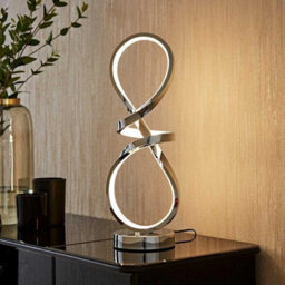 Integrated Led Table Lamp Chrome Swirl Living Room Bedroom Warm Touch Light - thumbnail 5