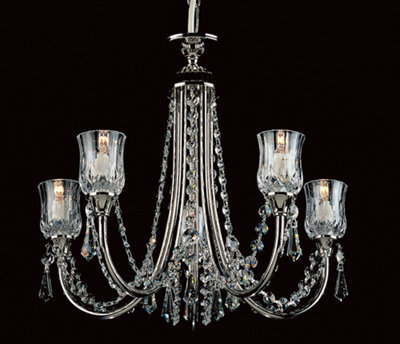 Luminosa Lighting Luminosa Tulip Halogen Mini Strass Nickel 5 Arm Chandelier