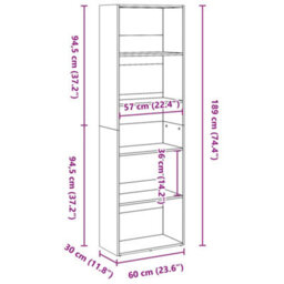 Berkfield Bookcase Concrete Grey 60X30X189 Cm Engineered Wood - thumbnail 9