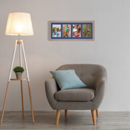 AK Frames 50X20Cm Rose Gold Modern Multi Photo Frame With Blue Mount - Holds 4 Apertures (4X) 6X4 Photos - thumbnail 3