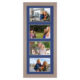 AK Frames 50X20Cm Rose Gold Modern Multi Photo Frame With Blue Mount - Holds 4 Apertures (4X) 6X4 Photos - thumbnail 1