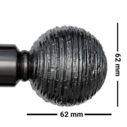 A.unique Home Etched Ball Metal Extendable Curtain Pole With Rings And Fittings (25/28mm) - Black Nickel, 180Cm - 340Cm Approx - thumbnail 2