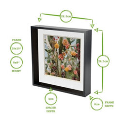 "Nicola Spring 3D Deep Box Photo Frame - 10 X 10"" With 8 X 8"" Mount - Black/white" - thumbnail 4