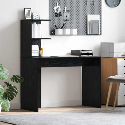 Berkfield Black Oak Writing Desk Black Oak Mdf, Laminate Compact Shelving - image 1