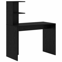 Berkfield Black Oak Writing Desk Black Oak Mdf, Laminate Compact Shelving - thumbnail 2
