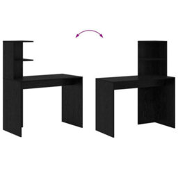 Berkfield Black Oak Writing Desk Black Oak Mdf, Laminate Compact Shelving - thumbnail 8