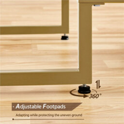 Yaheetech 2-Layer Tempered Glass Coffee Table For Living Room Gold - thumbnail 7