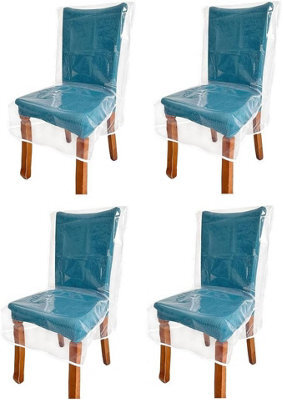 Plastic Chair Covers For Dining Chairs With Backrests, Dustproof - Transparent Protectors - image 1