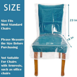 Plastic Chair Covers For Dining Chairs With Backrests, Dustproof - Transparent Protectors - thumbnail 2