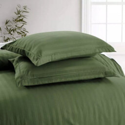 Ameha Stripe Duvet Set With Pillowcase Reversible Bedding & Soft Microfiber Cover Olive Green Double Size 200X200Cm - thumbnail 4