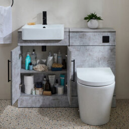 Homestylestore 1050mm Concrete Grey Bathroom Combination Vanity Toilet Unit With Black T Bar Handle - thumbnail 1