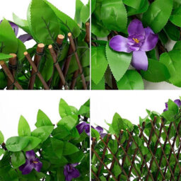 2M Roll Artificial Hedge Garden Fake Ivy Leaf Privacy Fence Screening Wall Purple Orchid - thumbnail 6
