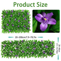 2M Roll Artificial Hedge Garden Fake Ivy Leaf Privacy Fence Screening Wall Purple Orchid - thumbnail 3