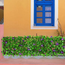 2M Roll Artificial Hedge Garden Fake Ivy Leaf Privacy Fence Screening Wall Purple Orchid - thumbnail 7