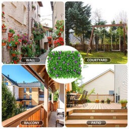 2M Roll Artificial Hedge Garden Fake Ivy Leaf Privacy Fence Screening Wall Purple Orchid - thumbnail 9