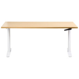 Beliani Manual Adjustable Standing Desk Destinas Light Brown/ White 160 Cm 72 Cm - thumbnail 4