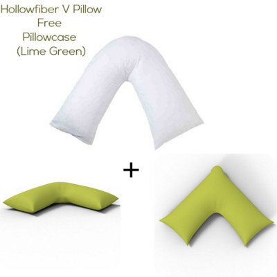 ARLinens V Shaped Pillow With Free V Pillowcase Orthopedic Hollowfiber Filled Head Neck Support V Cushion With Case - image 1
