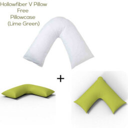 ARLinens V Shaped Pillow With Free V Pillowcase Orthopedic Hollowfiber Filled Head Neck Support V Cushion With Case - thumbnail 1