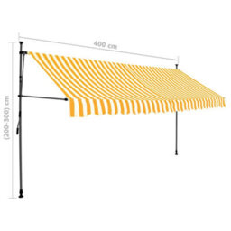 Berkfield Manual Retractable Awning With Led 400 Cm White And Orange - thumbnail 8
