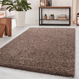 Wadan 120X170Cm Mocha Shaggy Rug - Rectangular Soft Touch Thick Pile Modern Area Rug - Rugs For Living & Bedroom Non Shedding - thumbnail 1