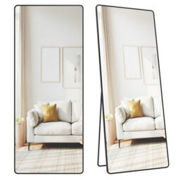 LEDREM Full Length Mirror, 165 X 60 Cm, Rectangle Full Body Mirror With Stand, Aluminium Alloy Frame Floor Mirror, Tempered Glass - thumbnail 2