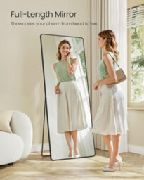 Songmics Full Length Mirror, 165 X 60 Cm, Rectangle Full Body Mirror With Stand, Aluminium Alloy Frame Floor Mirror