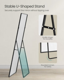 LEDREM Full Length Mirror, 165 X 60 Cm, Rectangle Full Body Mirror With Stand, Aluminium Alloy Frame Floor Mirror, Tempered Glass - thumbnail 4