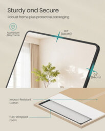 LEDREM Full Length Mirror, 165 X 60 Cm, Rectangle Full Body Mirror With Stand, Aluminium Alloy Frame Floor Mirror, Tempered Glass - thumbnail 6