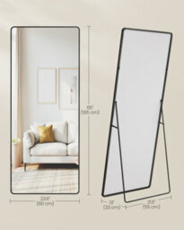 LEDREM Full Length Mirror, 165 X 60 Cm, Rectangle Full Body Mirror With Stand, Aluminium Alloy Frame Floor Mirror, Tempered Glass - thumbnail 5