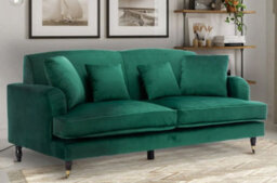 Velvet Emerald Green 3 Seater Sofa - thumbnail 1