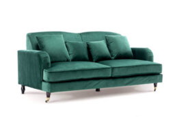 Velvet Emerald Green 3 Seater Sofa - thumbnail 3