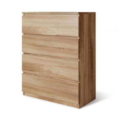 Urbn-Living Urbnliving Height 89Cm 4 Drawer Skagen Wooden Bedroom Chest Cabinet Colour Oak Carcass And Oak Drawers No Handle Storage - image 1