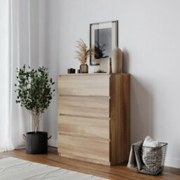 Urbn-Living Urbnliving Height 89Cm 4 Drawer Skagen Wooden Bedroom Chest Cabinet Colour Oak Carcass And Oak Drawers No Handle Storage - thumbnail 2