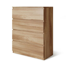 Urbn-Living Urbnliving Height 89Cm 4 Drawer Skagen Wooden Bedroom Chest Cabinet Colour Oak Carcass And Oak Drawers No Handle Storage - thumbnail 1