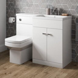 Affine 1100mm Bathroom Vanity Unit Basin Square Toilet Combined Furniture R/hand White - thumbnail 2