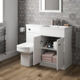 Affine 1100mm Bathroom Vanity Unit Basin Square Toilet Combined Furniture R/hand White - thumbnail 3