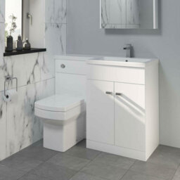 Affine 1100mm Bathroom Vanity Unit Basin Square Toilet Combined Furniture R/hand White - thumbnail 4
