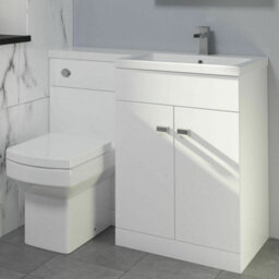 Affine 1100mm Bathroom Vanity Unit Basin Square Toilet Combined Furniture R/hand White - thumbnail 1