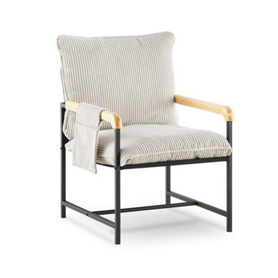 Wooden Armchair Teddy Fur Cream Modern Home Chair Furniture Seating - image 1