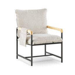 Wooden Armchair Teddy Fur Cream Modern Home Chair Furniture Seating - thumbnail 1