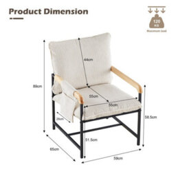 Wooden Armchair Teddy Fur Cream Modern Home Chair Furniture Seating - thumbnail 2
