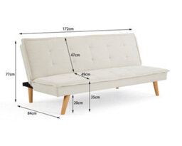 Home Detail Ada 3 Seater Beige Fabric Tufted Pillow Topper Sofa Bed Wooden Legs - thumbnail 5